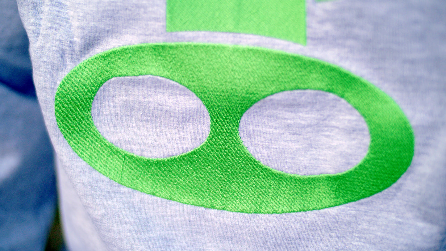 Gray organic sweatshirt with green cow