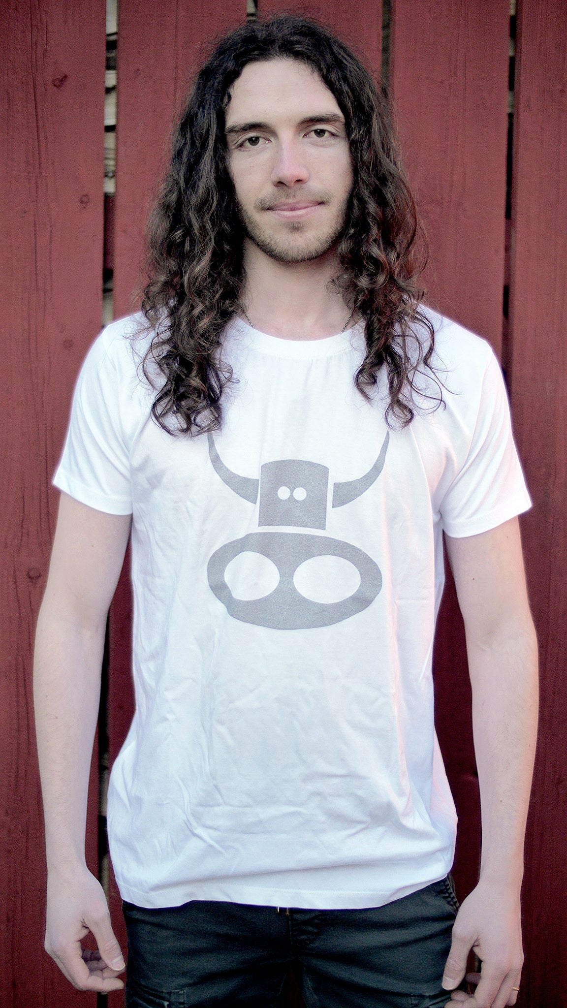 White T-shirt with silver cow
