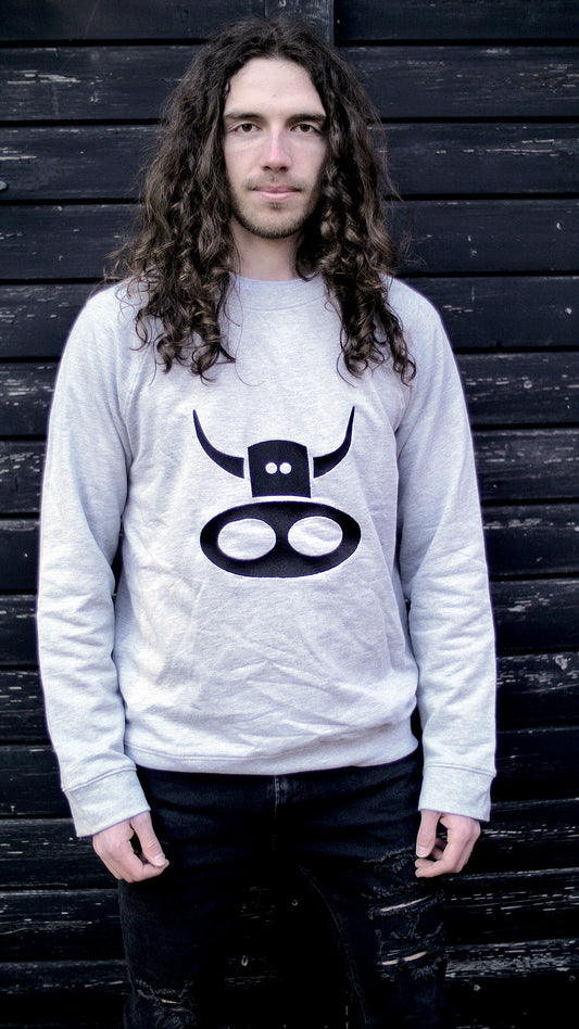 Gray organic sweatshirt with black cow