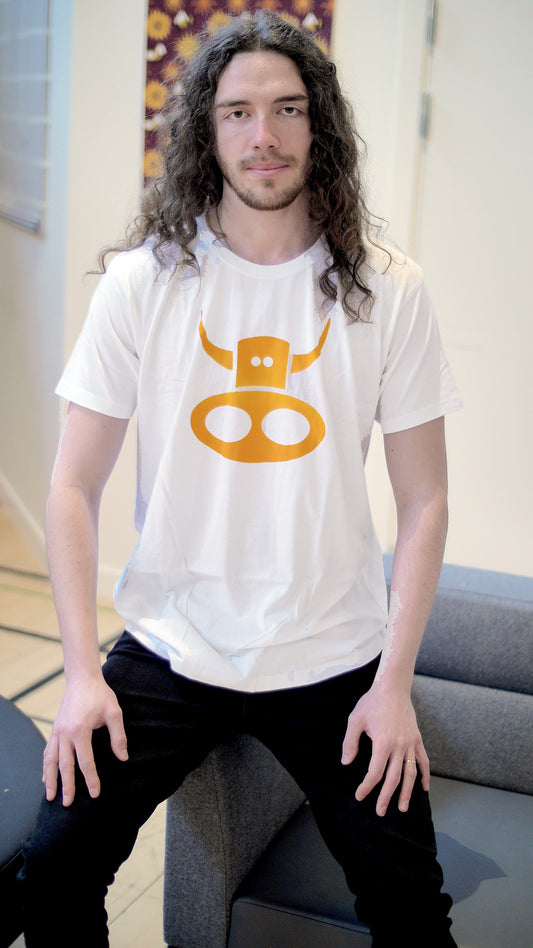 White T-shirt with orange cow